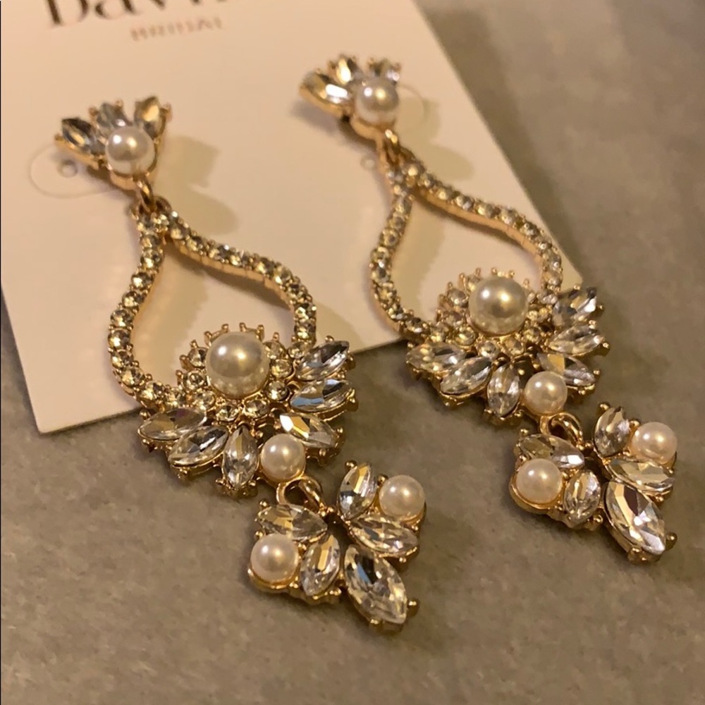 Pearl and crystal drop earrings